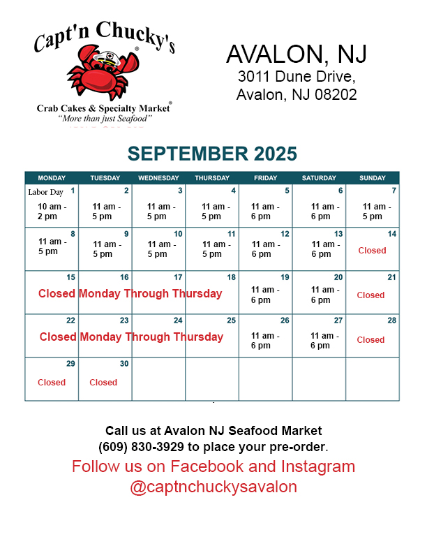 Avalon Calendar 2025 September new