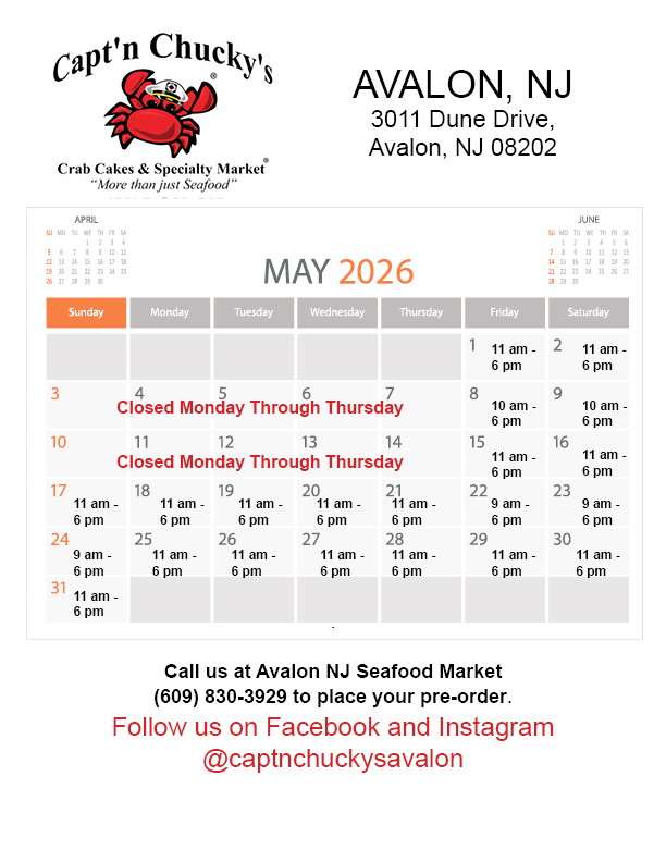 Avalon Calendar May 2026