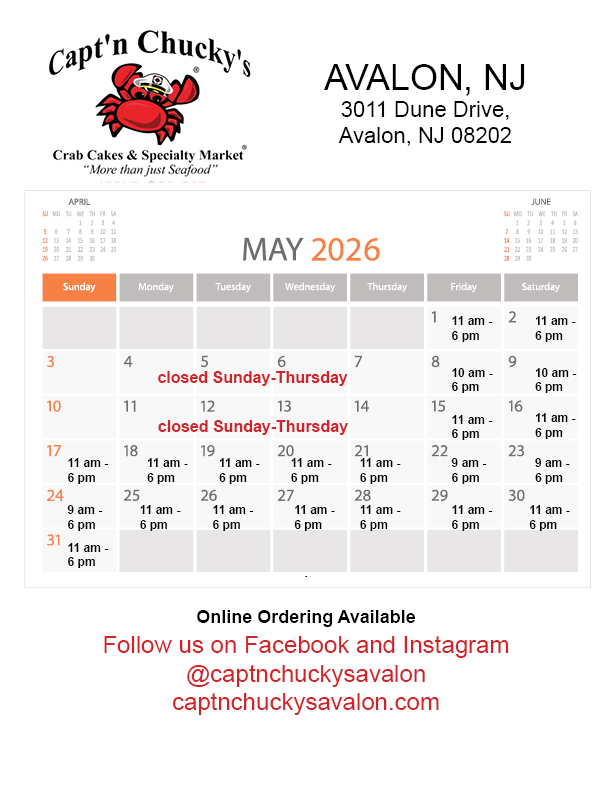 Avalon Calendar May 2026 new