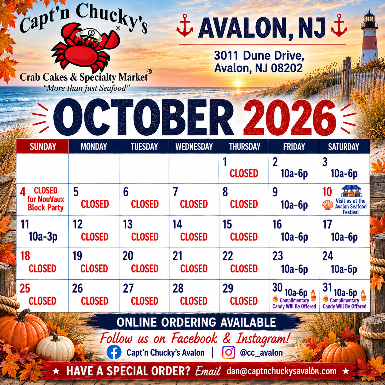 october calendar cc avalon